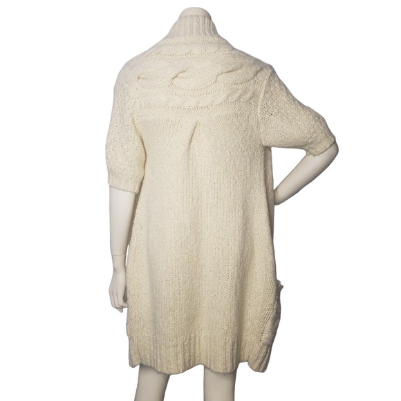 FREE PEOPLE Cream Long Sweater Cardigan Wool Knit Size Small - Picture 2 of 7